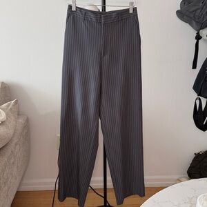 Banana Republic Grey Pinstripe Wide-Leg Pants
